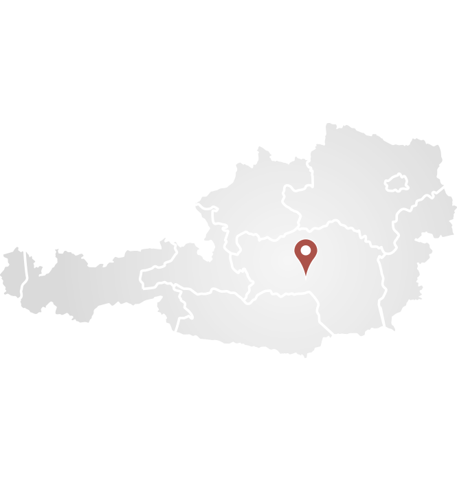 Österreichkarte mit Markierung des Standortes von Promotool