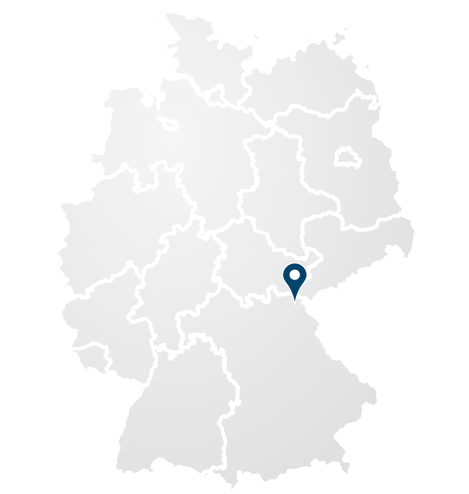 Deutschlandkarte mit Markierung des Standortes von Rudi Göbel
